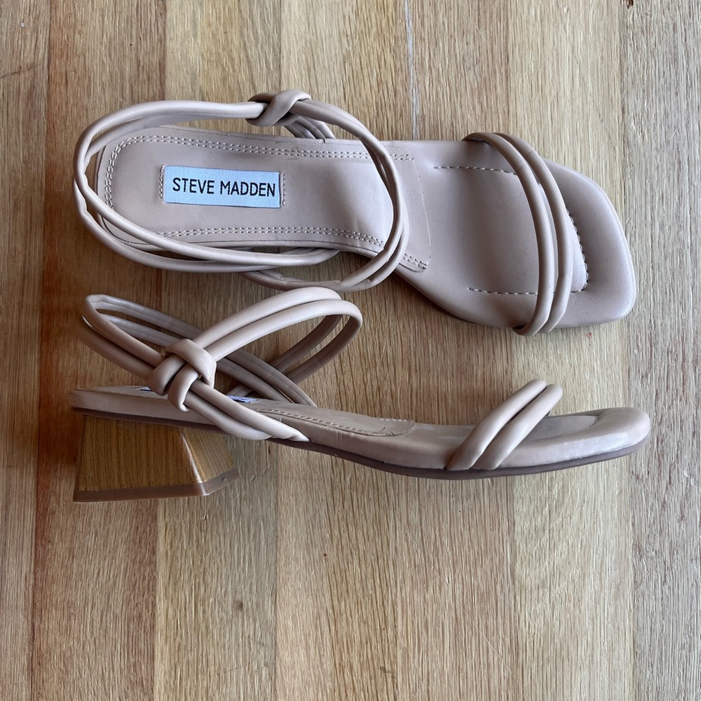 Steve Madden Nude Strappy Block Heels